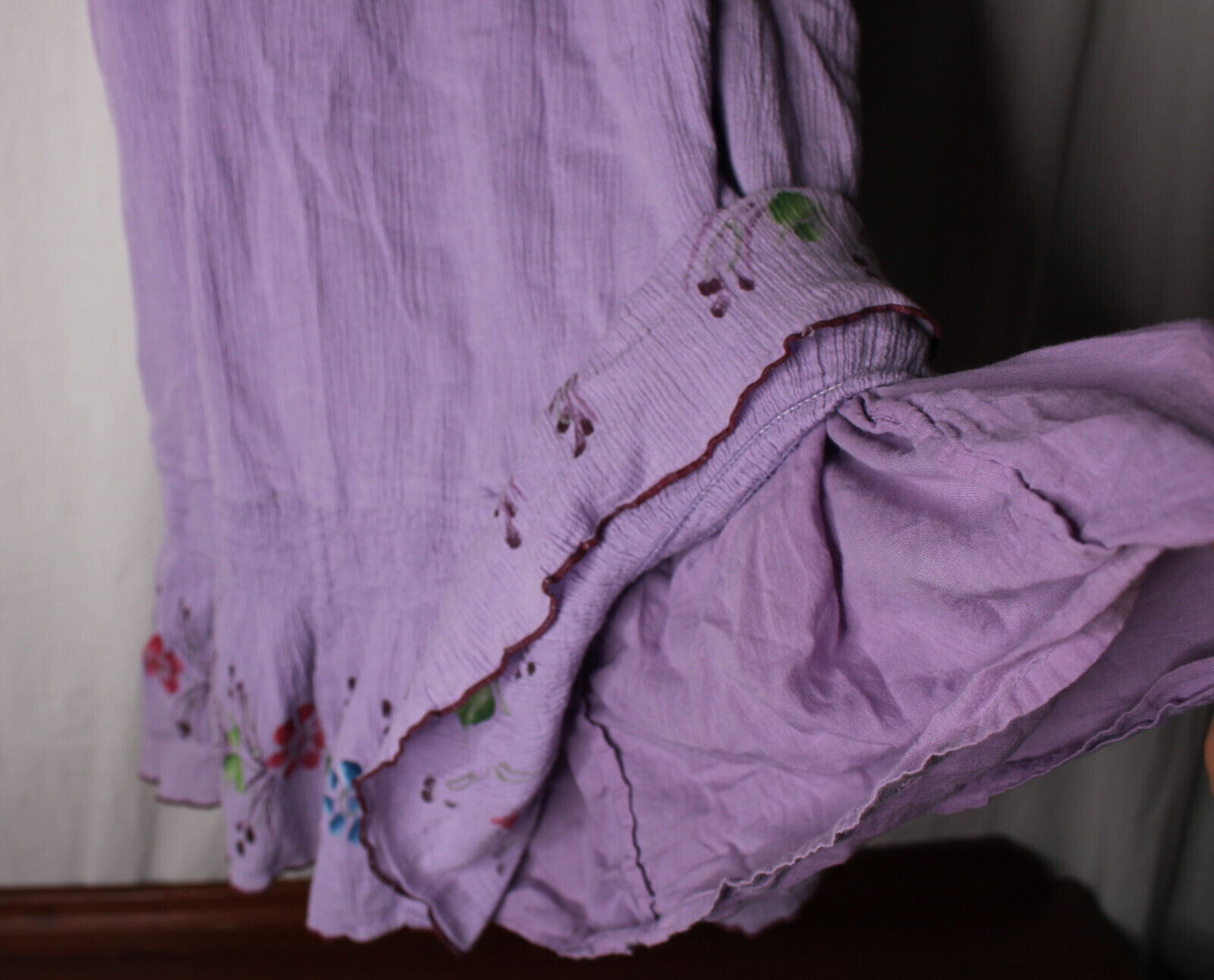 Vtg Blue Sky Medium 100% Cotton Skirt Lilac Purple Lined Long Ruffled Festival - Fresh Stock Dated March 2026