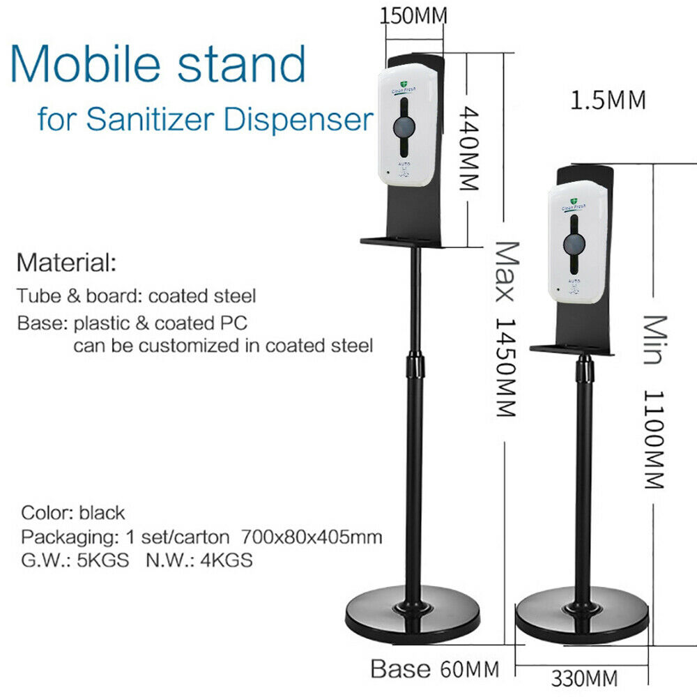 Hand Sanitizer Dispenser w/Adjustable Floor Stand for Business HandsFree 1200ml - Fresh Stock Dated February 2026