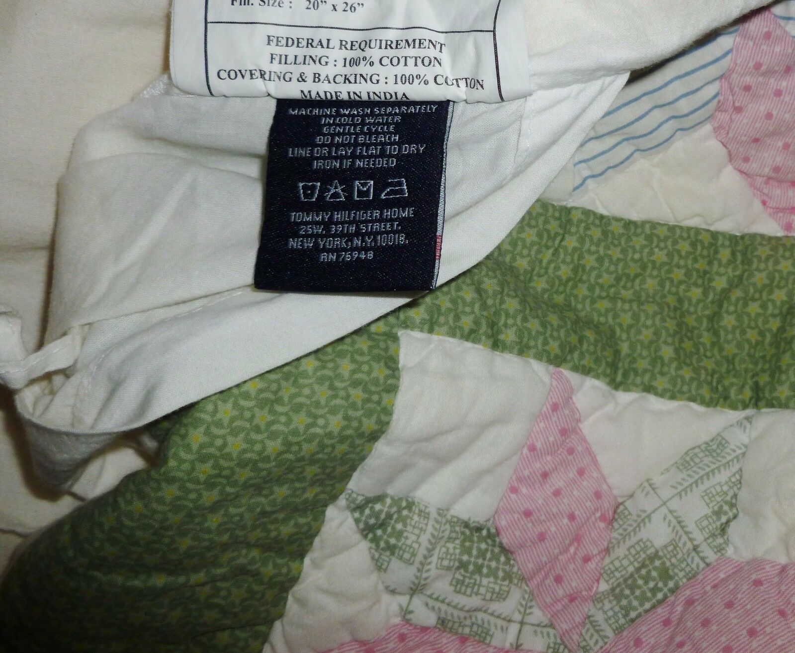 Tommy Hilfiger ONE Patchwork Pinwheel Quilted Standard Sham - Fresh Stock Dated February 2026