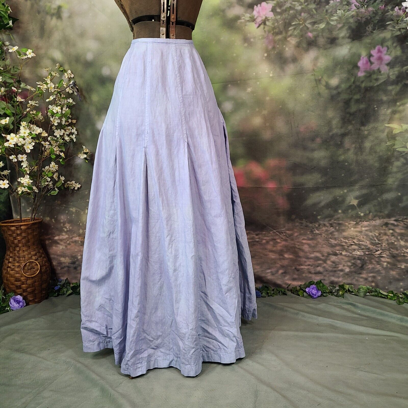 Antique Edwardian Victorian 1910s Blue Farmhouse Skirt Indigo Petticoat Maxi - Fresh Stock Dated March 2026