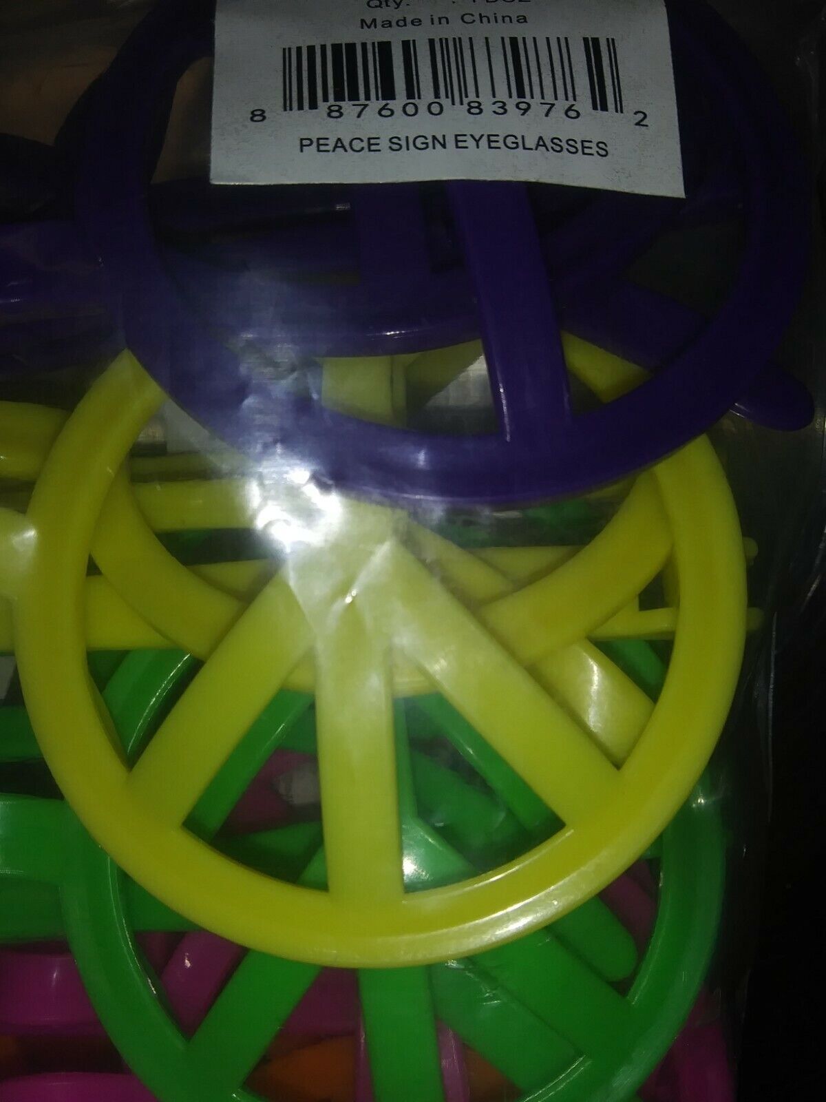 Plastic Peace Sign Glasses - New - Unused - Fresh Stock Dated February 2026
