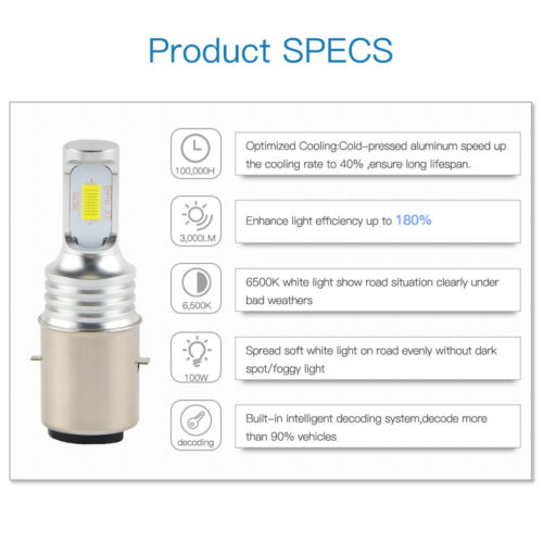 Bevinsee BA20D H6 LED Motorcycle Headlight Bulbs For KTM 125 200 300 350 EXC - Fresh Stock Dated February 2026