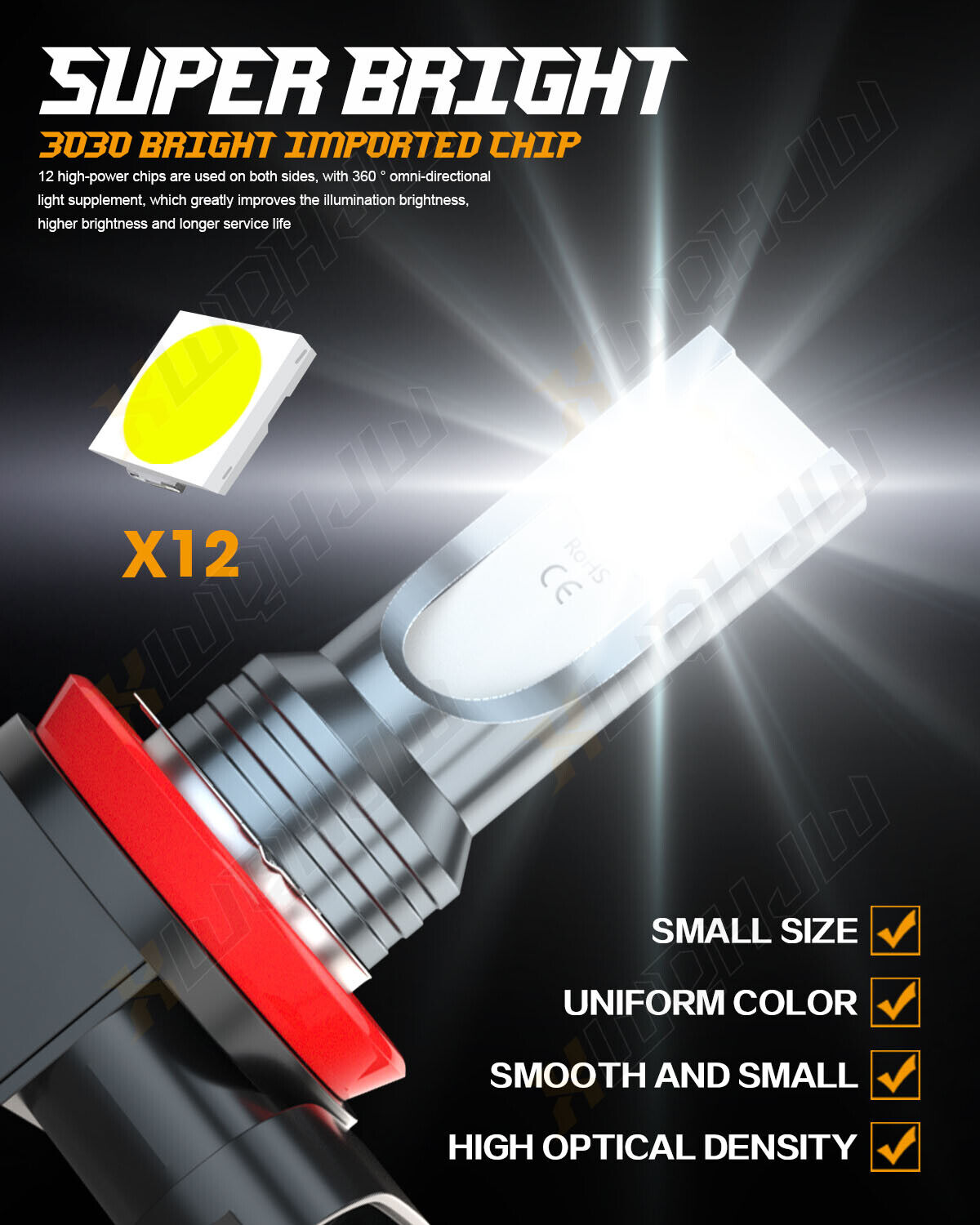 H8 H11 LED Headlight Bulbs High Low Beam Kit For Can-Am Defender HD5 HD8 HD10 - Fresh Stock Dated February 2026