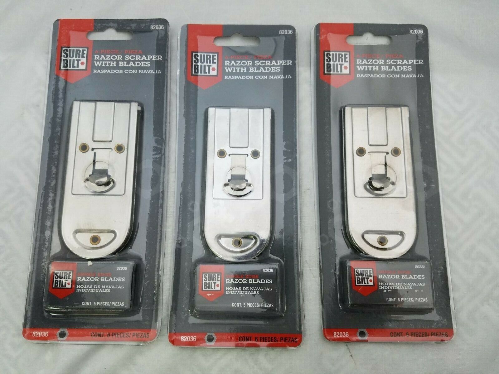 SUREBILT Safety Scraper, Glass Scraper with 5 Single Edge Razor Blades 3(LOT) - Fresh Stock Dated February 2026