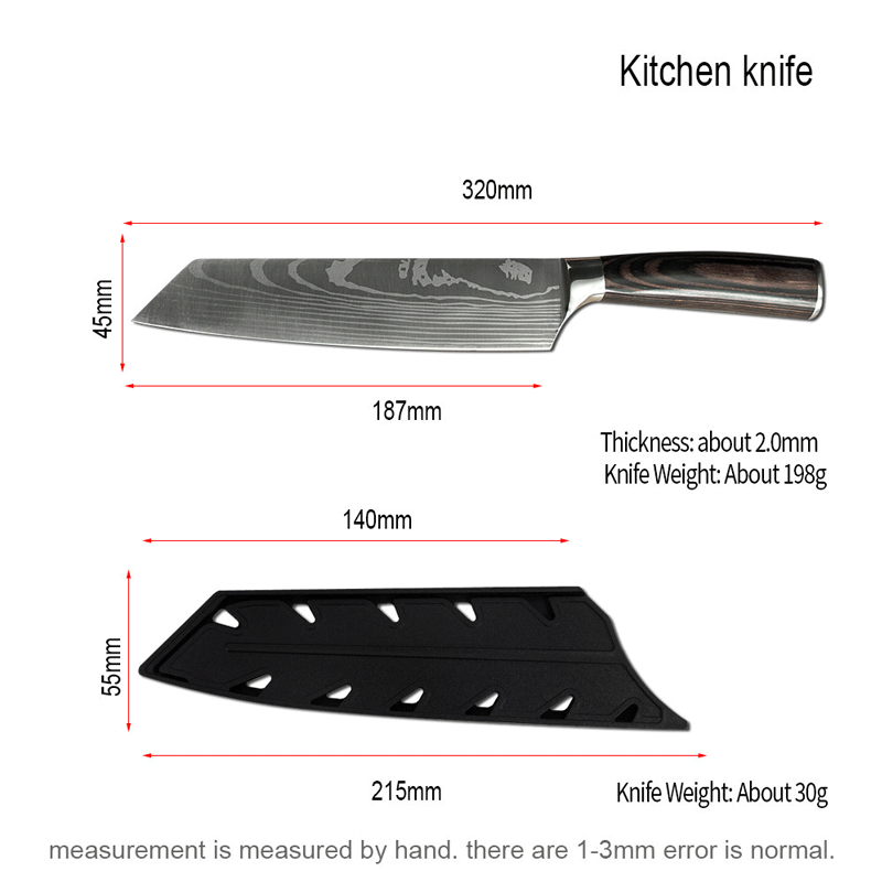 8 inch Kiritsuke Knife Damascus Style Stainless Steel Kitchen Chef's Knife Gift - Fresh Stock Dated December 2025