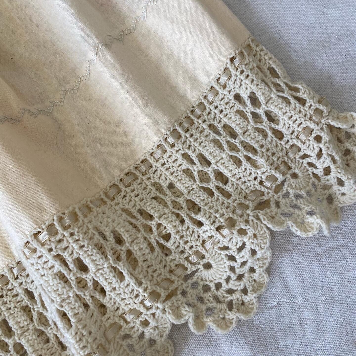 Antique Handmade Homespun Petticoat/Skirt with Crochet Trim Folk - Fresh Stock Dated March 2026