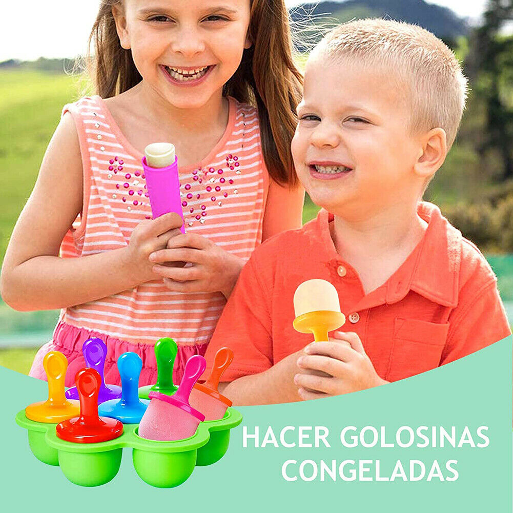 7 Hole Ice Cream Mold Silicone Freeze Popsicle with Stick DIY Form Mould - Fresh Stock Dated February 2026