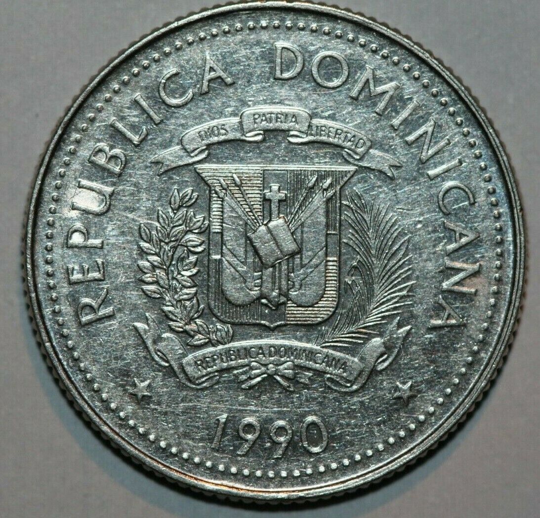 Dominican Republic  1990  Native Culture   24.2mm-Foreign Coin - Fresh Stock Dated December 2025