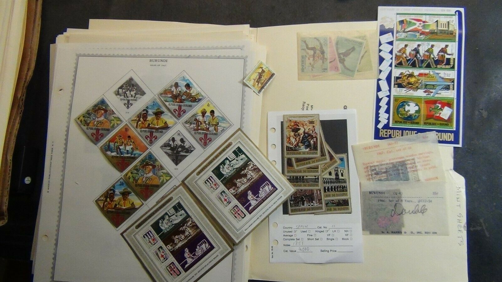 Burundi stamp collection on Scott Int'l pages to '87 w/ 200+ or so stamps - Fresh Stock Dated January 2026