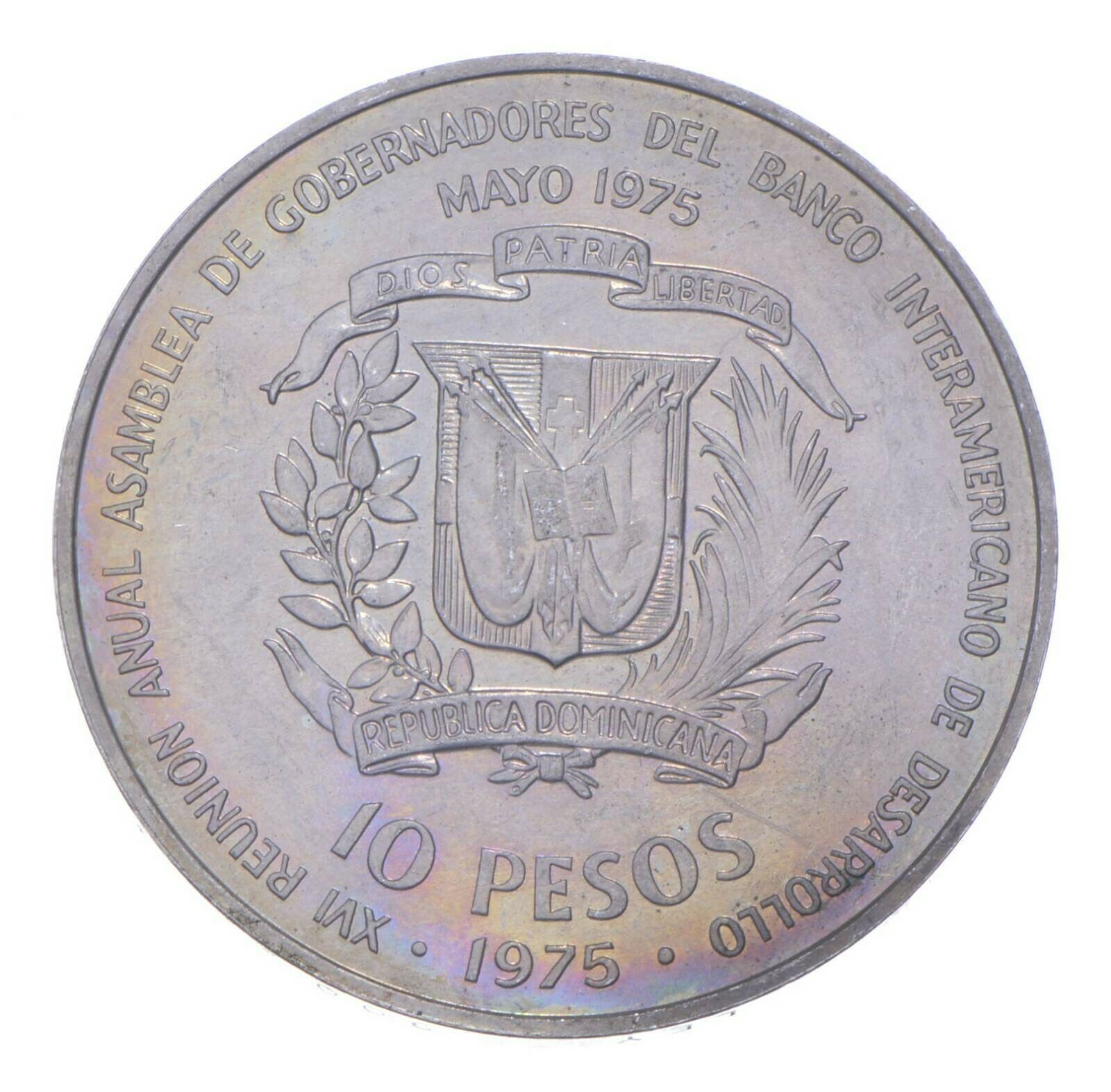 Better Date - 1975 Dominican Republic 10 Pesos - SILVER *259 - Fresh Stock Dated December 2025