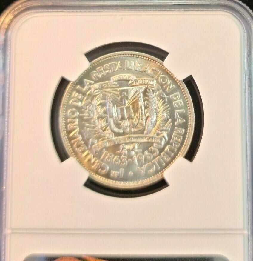 1963 DOMINICAN REPUBLIC SILVER 1/2 PESO NATIVE PRINCESS NGC MS 66 SCARCE BEAUTY - Fresh Stock Dated February 2026