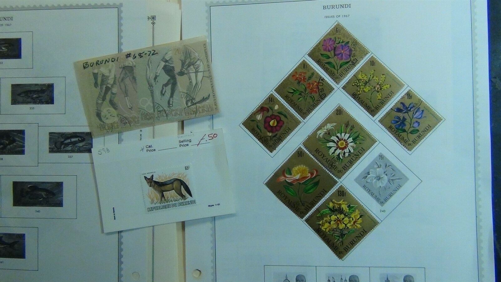 Burundi stamp collection on Scott Int'l pages to '87 w/ 200+ or so stamps - Fresh Stock Dated January 2026