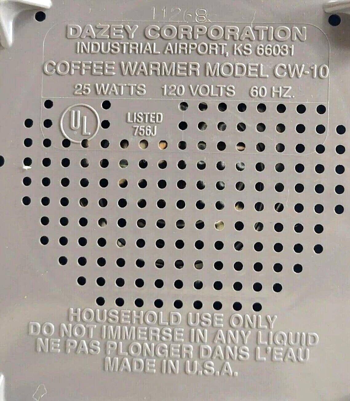 Vintage Dazey Coffee Warmer   CW-10   25 Watt Tea Soup Beverage Cup Mug Warmer - Fresh Stock Dated February 2026