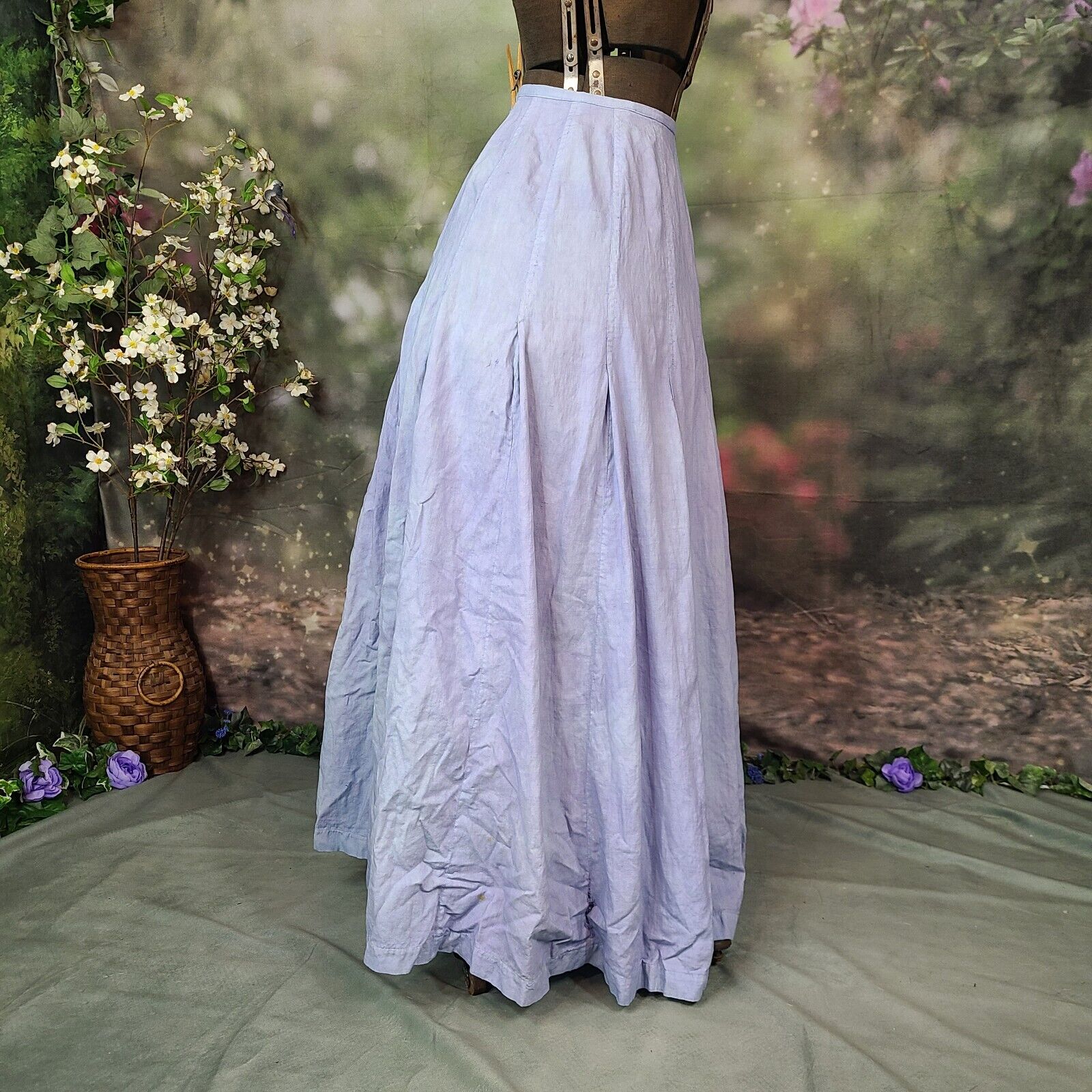 Antique Edwardian Victorian 1910s Blue Farmhouse Skirt Indigo Petticoat Maxi - Fresh Stock Dated March 2026