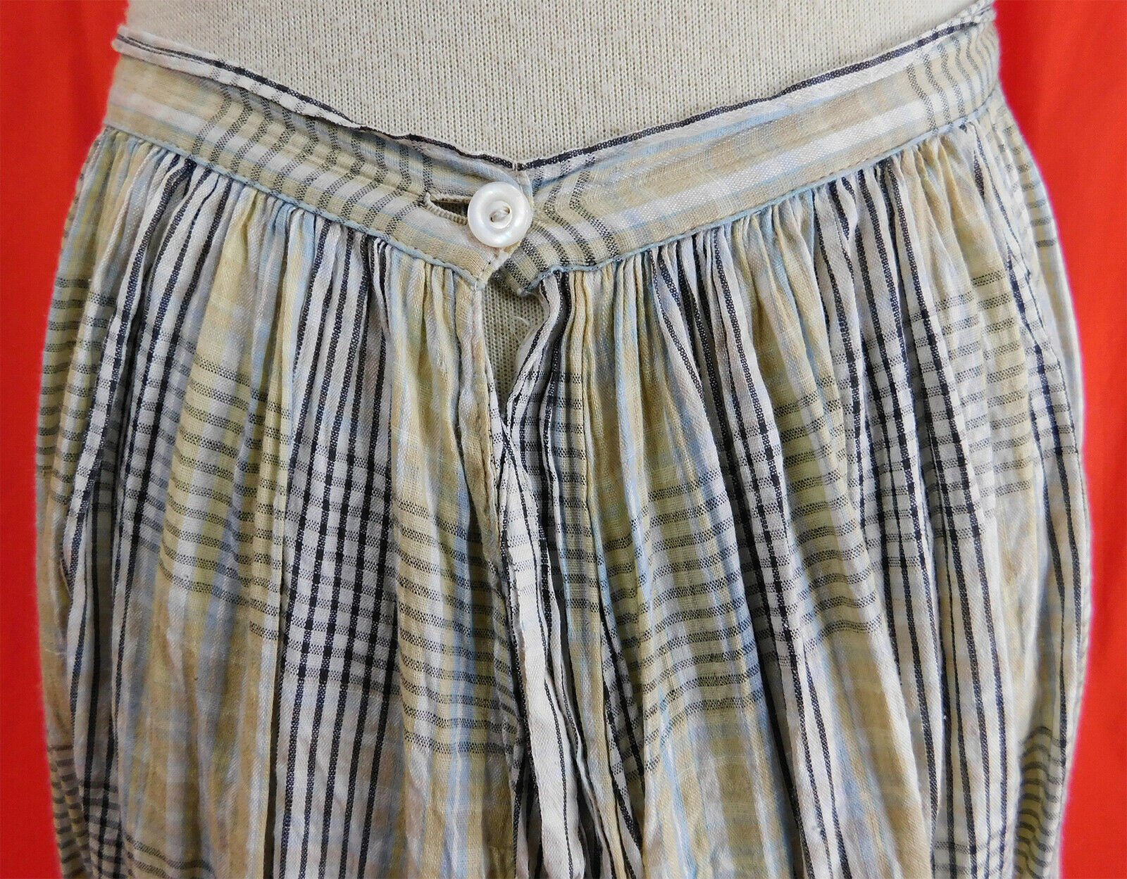 Victorian Prairie Girl Blue & White Gingham Cotton Check Plaid Print Skirt Vtg - Fresh Stock Dated February 2026