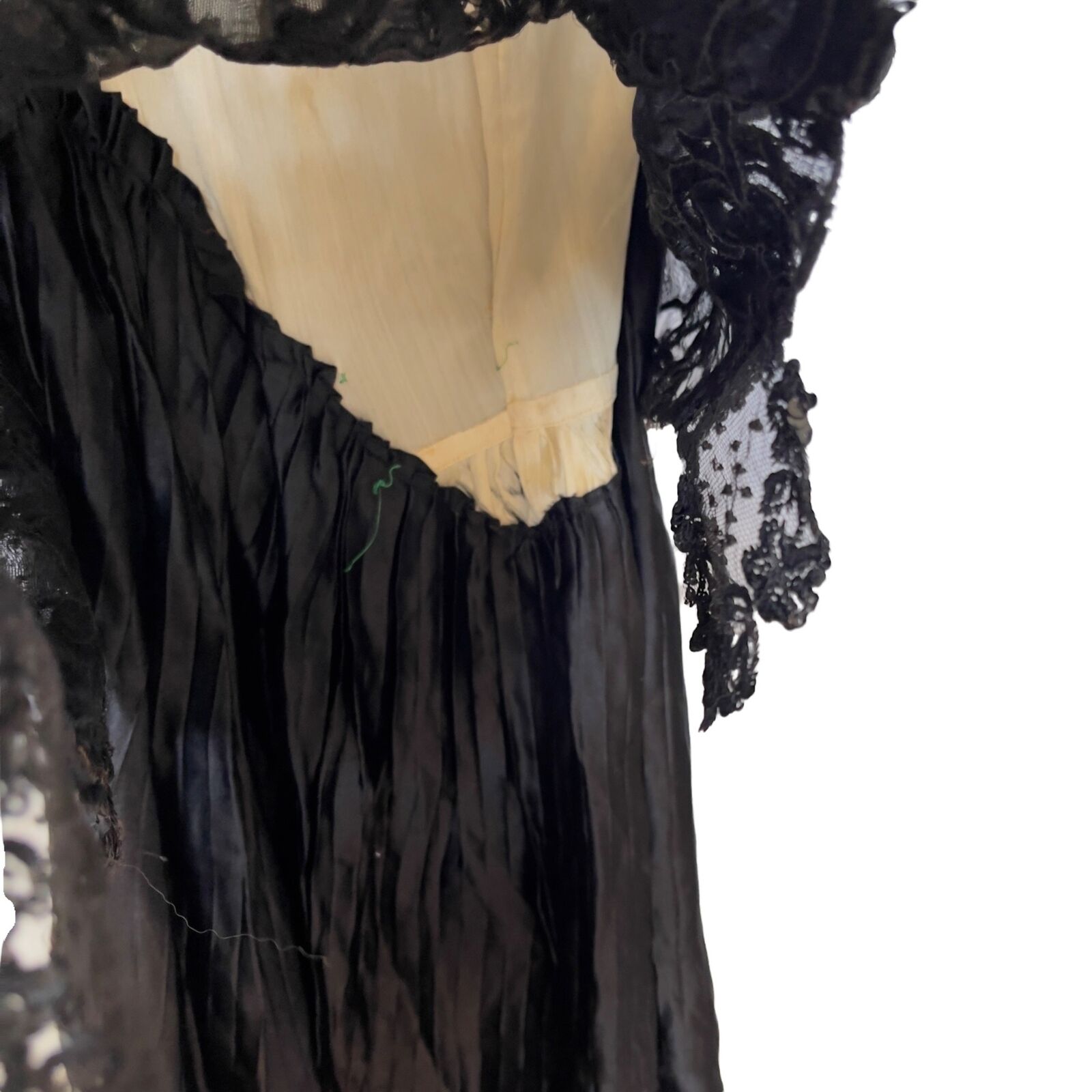 Antique Victorian Mourning Silk and Burnout Velvet Long Skirt - Fresh Stock Dated March 2026