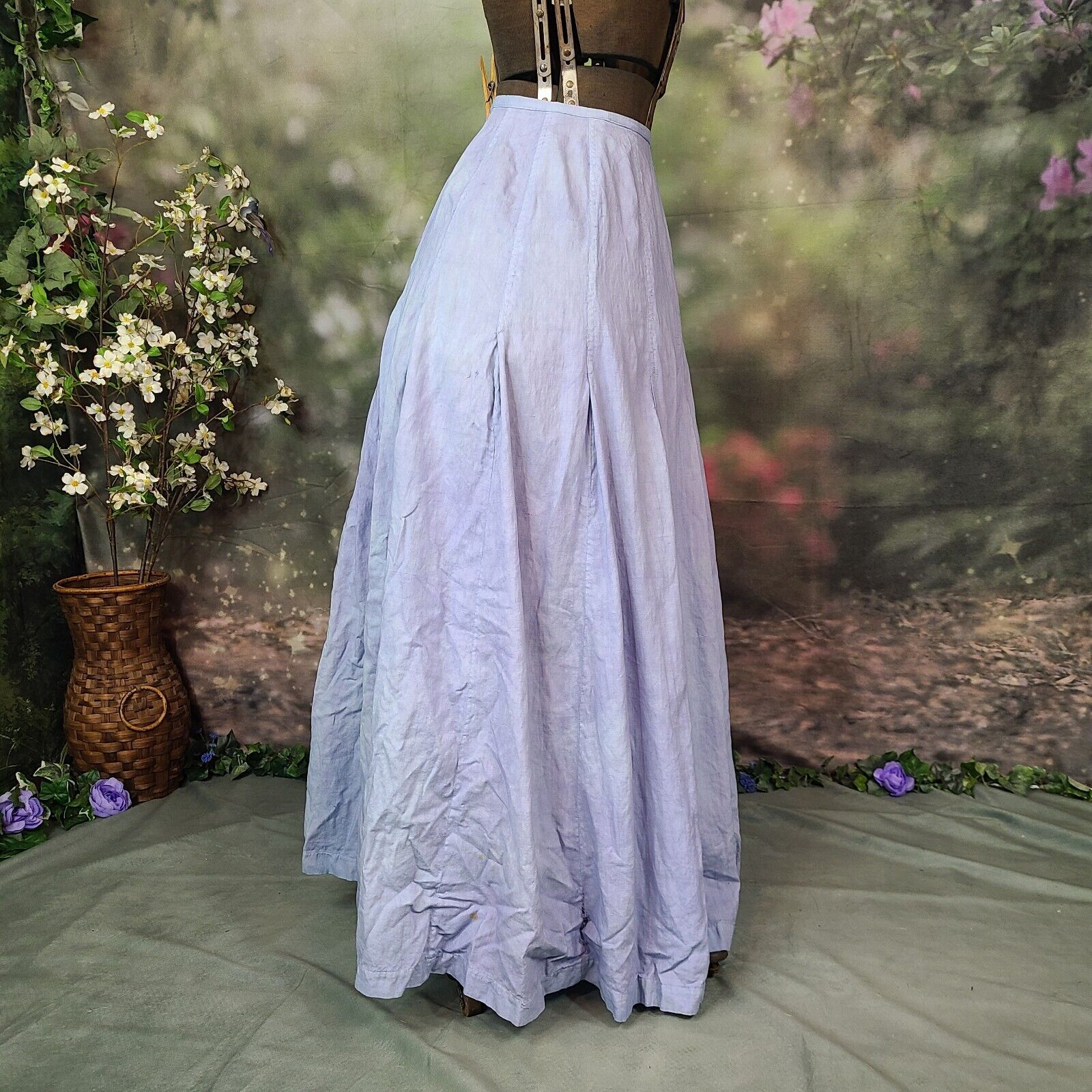 Antique Edwardian Victorian 1910s Blue Farmhouse Skirt Indigo Petticoat Maxi - Fresh Stock Dated March 2026