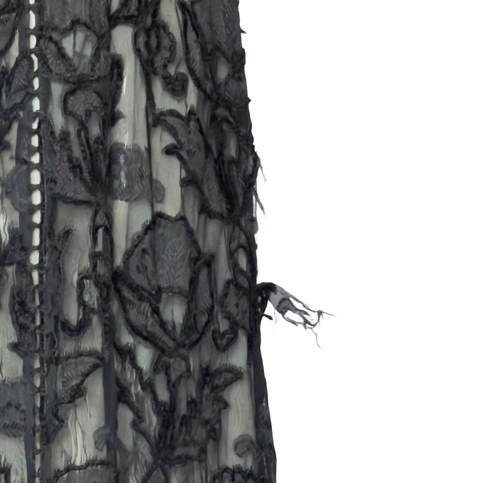 Antique Victorian Mourning Silk and Burnout Velvet Long Skirt - Fresh Stock Dated March 2026