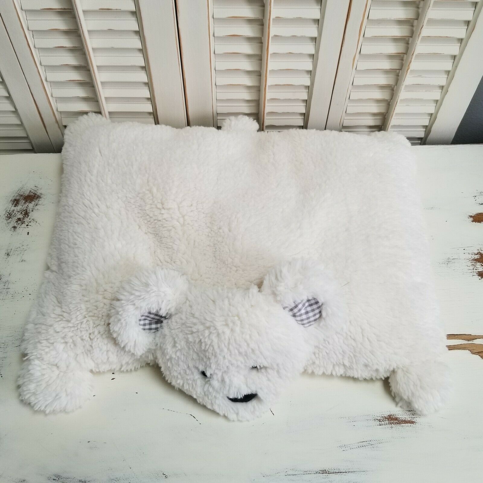Pottery Barn Kids Sherpa Cream Bear Pillow Pet Plush Sleepover - Fresh Stock Dated December 2025