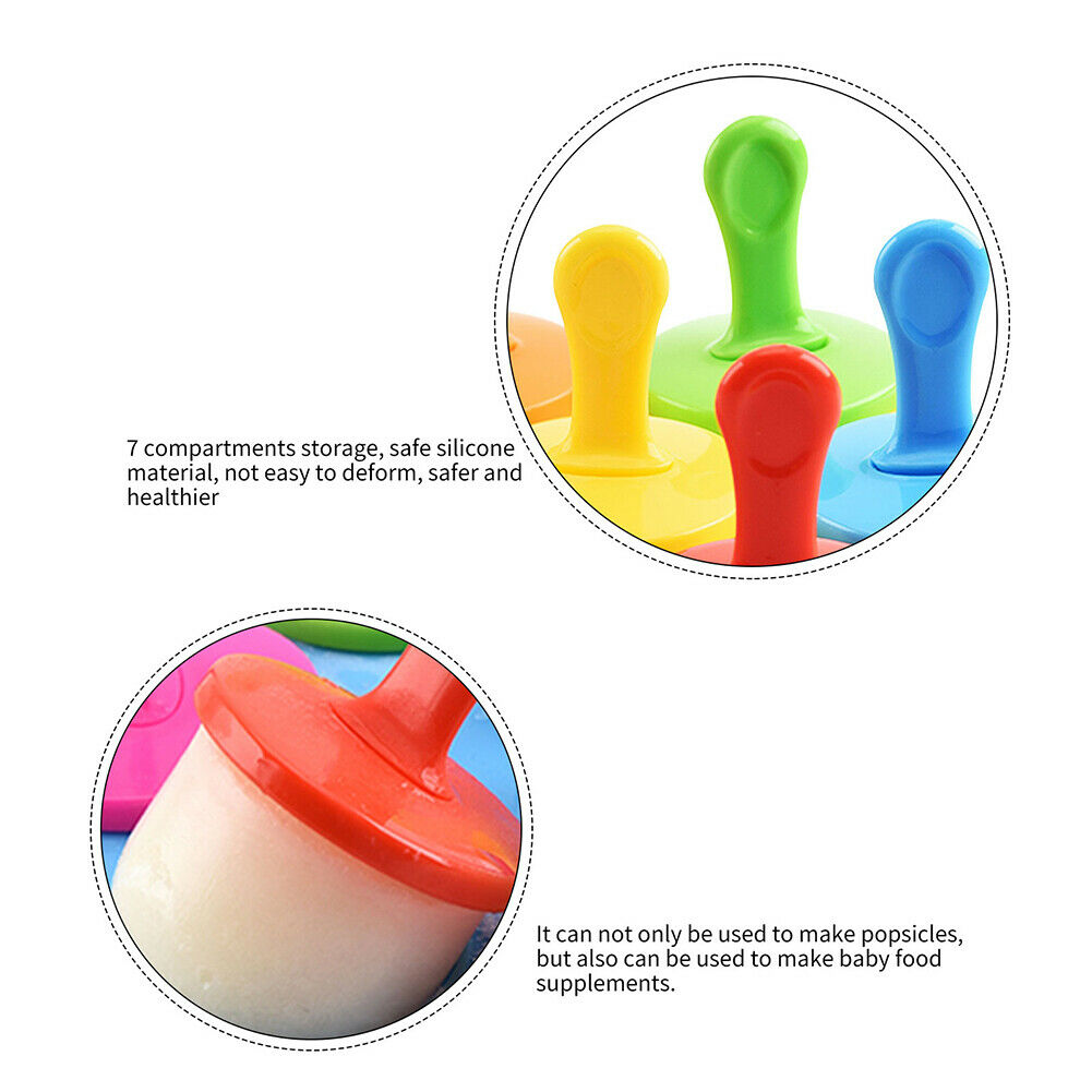 7 Hole Ice Cream Mold Silicone Freeze Popsicle with Stick DIY Form Mould - Fresh Stock Dated February 2026
