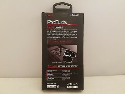 Tzumi ProBuds Driver Series 2-in-1 Micro Bluetooth Ear Piece & Car Charger 4617B - Fresh Stock Dated February 2026