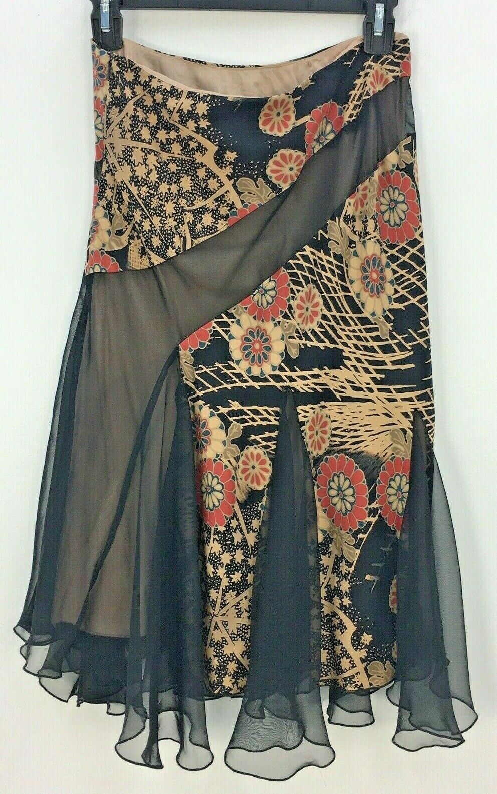 VTG 90s Laundry by Shelli Segal Silk Black Floral Skirt Womens Sz 4 Made in USA - Fresh Stock Dated December 2025