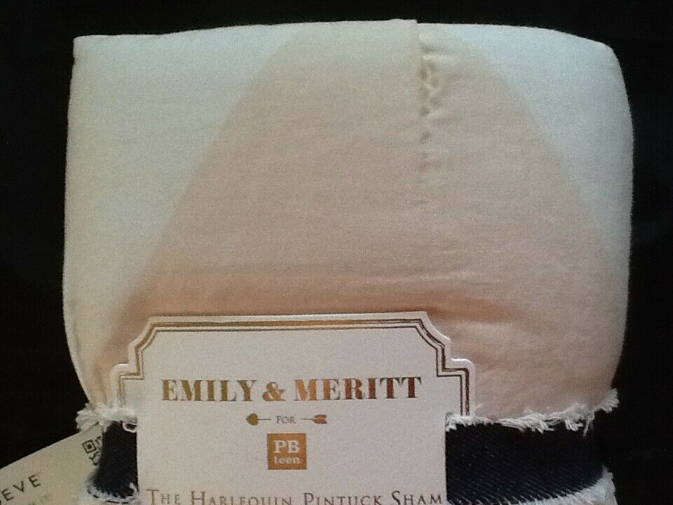 1 POTTERY BARN TEEN EMILY & MERITT HARLEQUIN PINTUCK SHAM STANDARD NEW - Fresh Stock Dated January 2026