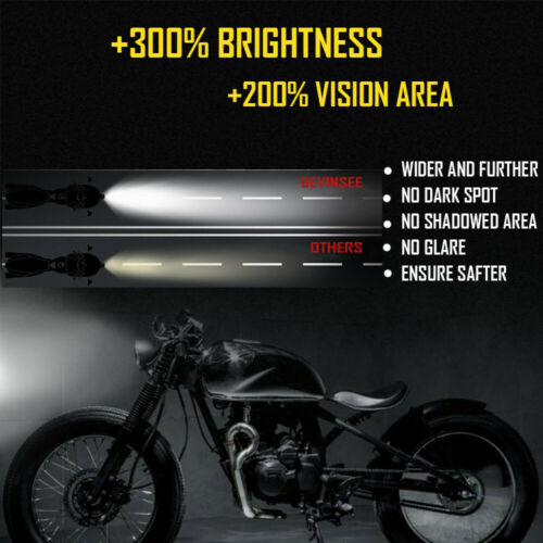 BEVINSEE H4 9003 HB2 Motorcycle LED Headlight Bulb Hi/Low Beam 6000K White Light - Fresh Stock Dated February 2026