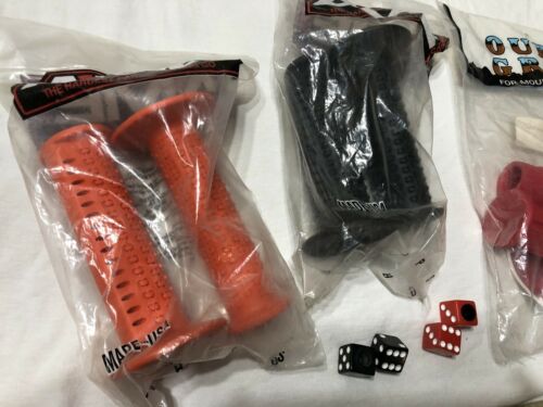 NEW AME CAM ORANGE BLACK GRIPS OURY RED GRIP USED DICE VALVE CAPS OLD SCHOOL BMX - Fresh Stock Dated December 2025