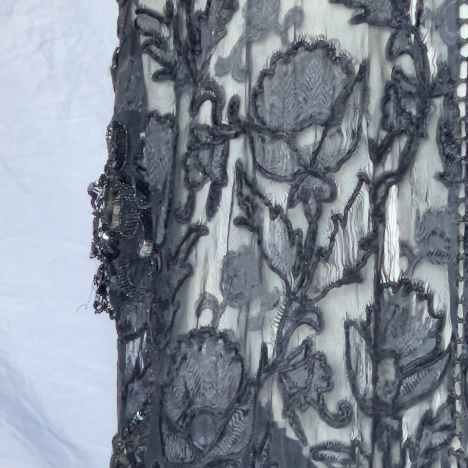 Antique Victorian Mourning Silk and Burnout Velvet Long Skirt - Fresh Stock Dated March 2026