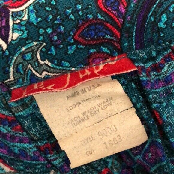 Vintage 80s 90s Blue Teal Purple Paisley Pleated Skirt Sz 6 Six - Fresh Stock Dated February 2026