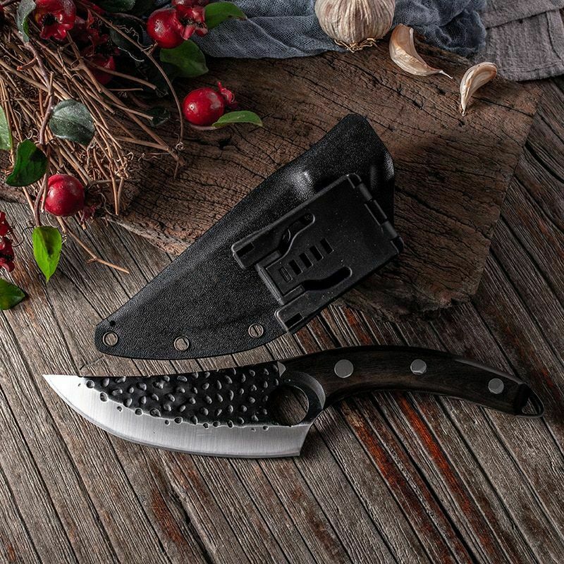 Mus™Stainless Steel Boning Knife Handmade Kitchen Meat Cleaver Kydex Sheath - Fresh Stock Dated December 2025