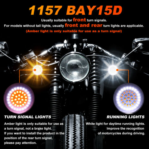2 Amber 1157 BAY15D LED Motorcycle Turn Signal Running Light For Harley Davidson - Fresh Stock Dated February 2026
