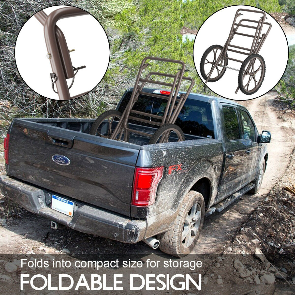 Outdoor Deer Cart 500 lb Game Hauler Utility Gear Dolly Cart Hunting Accessories - Fresh Stock Dated February 2026