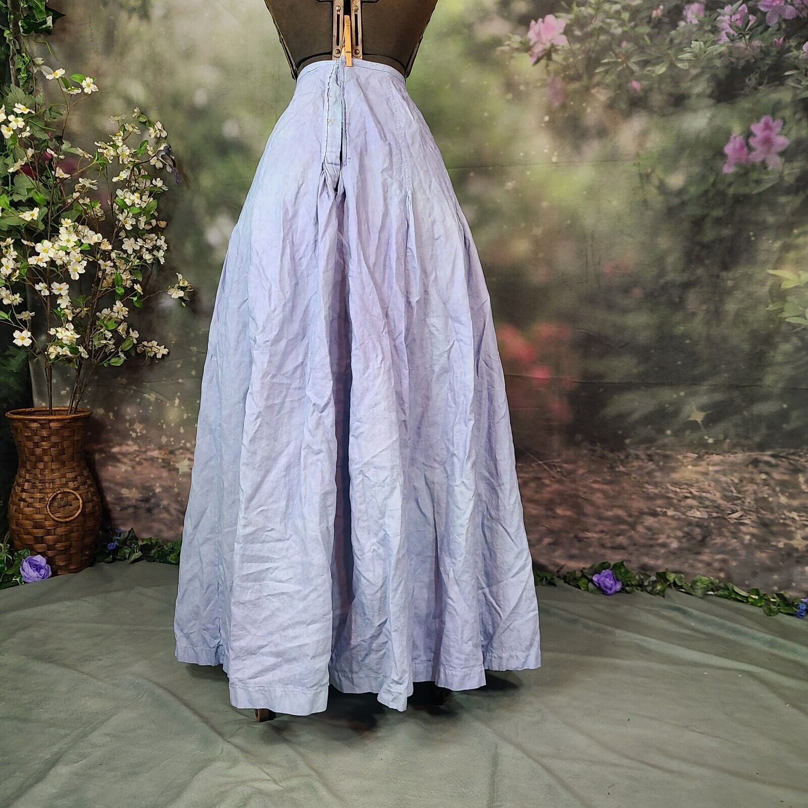 Antique Edwardian Victorian 1910s Blue Farmhouse Skirt Indigo Petticoat Maxi - Fresh Stock Dated March 2026