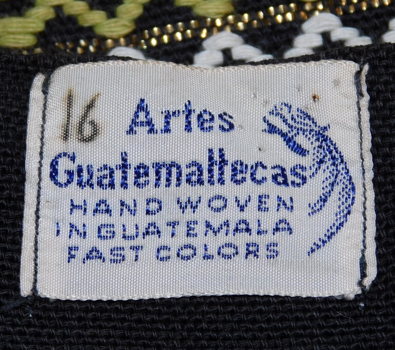 Vtg Artes Guatemaltecas Hand Woven Skirt Black Green Gold Guatemala Size 16 - Fresh Stock Dated March 2026