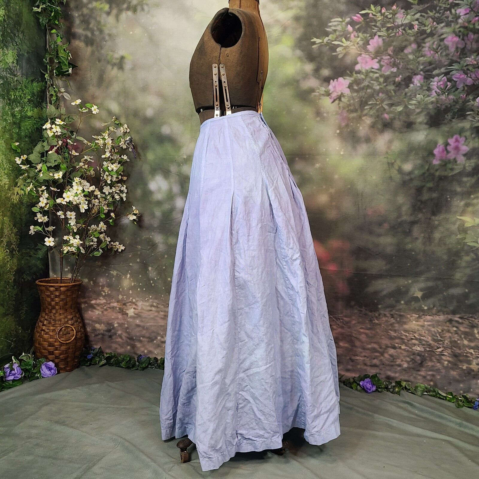 Antique Edwardian Victorian 1910s Blue Farmhouse Skirt Indigo Petticoat Maxi - Fresh Stock Dated March 2026