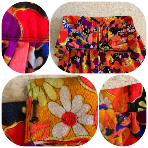 70s Handmade Hawaiian Barkcloth MAXI SKIRT Pop Art Daisy Boho Lounge Aloha VTG - Fresh Stock Dated February 2026