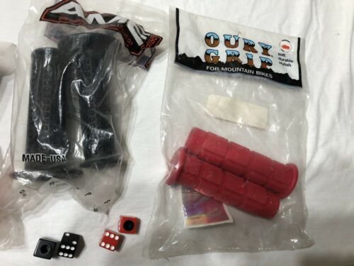 NEW AME CAM ORANGE BLACK GRIPS OURY RED GRIP USED DICE VALVE CAPS OLD SCHOOL BMX - Fresh Stock Dated December 2025