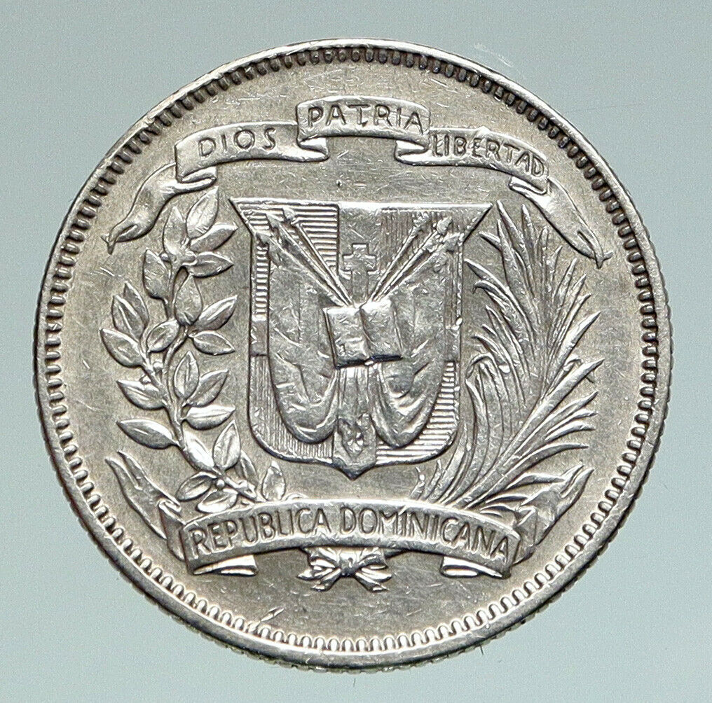 1961 DOMINICAN REPUBLIC Woman of Liberty ANTIQUE Silver 25 Centavos Coin i91161 - Fresh Stock Dated December 2025
