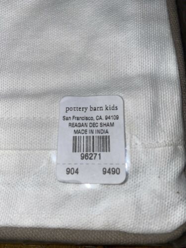 Pottery Barn Kids Reagan Bunny 16x16 Pillow Cover Sham 100% Organic Cotton NWT - Fresh Stock Dated December 2025