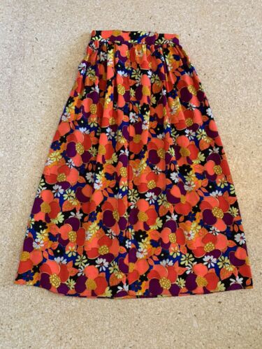 70s Handmade Hawaiian Barkcloth MAXI SKIRT Pop Art Daisy Boho Lounge Aloha VTG - Fresh Stock Dated February 2026