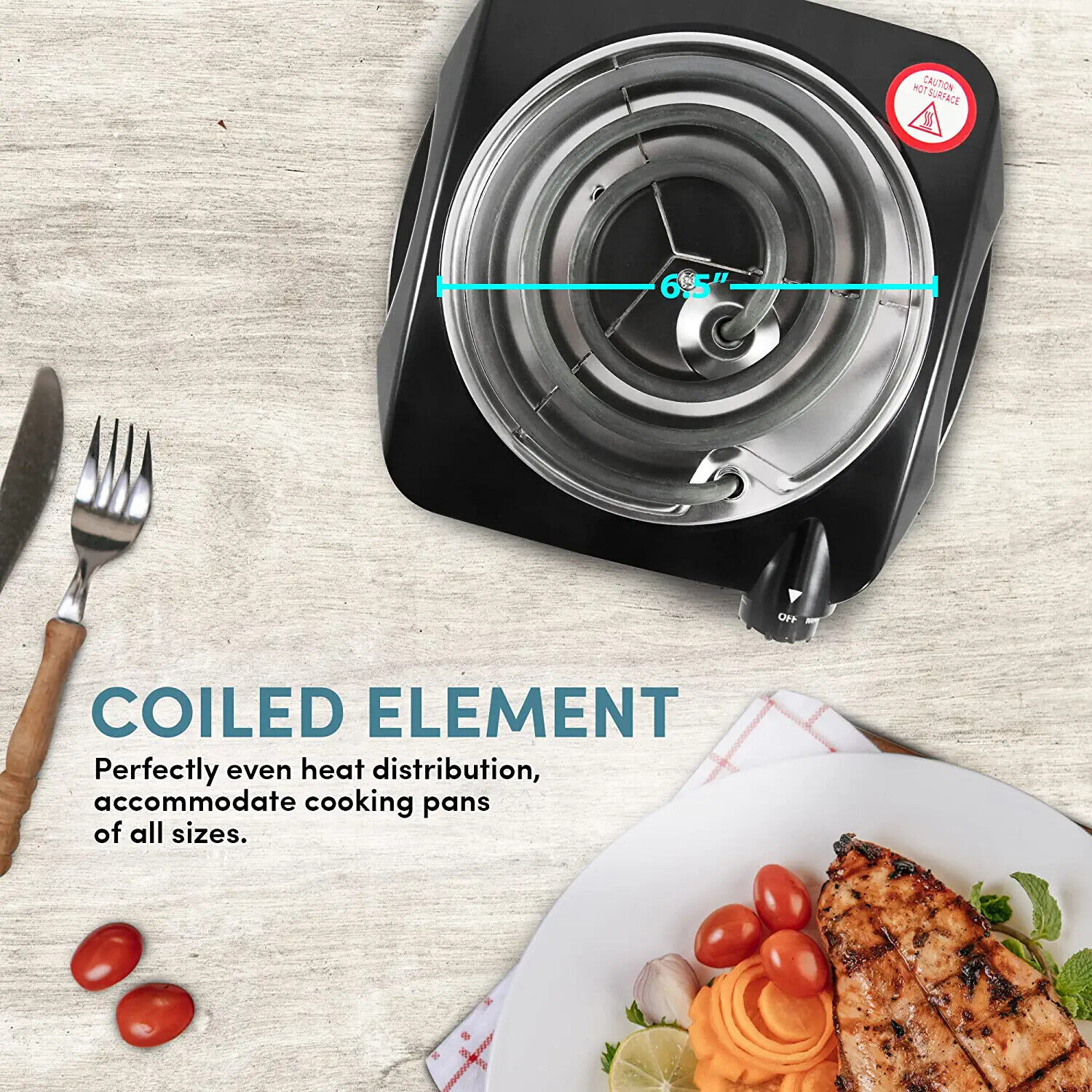 Elite Gourmet  Countertop Single Coiled Burner, 1100 Watts Electric Hot Plate - Fresh Stock Dated February 2026