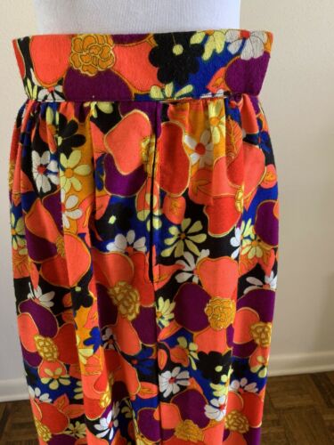 70s Handmade Hawaiian Barkcloth MAXI SKIRT Pop Art Daisy Boho Lounge Aloha VTG - Fresh Stock Dated February 2026