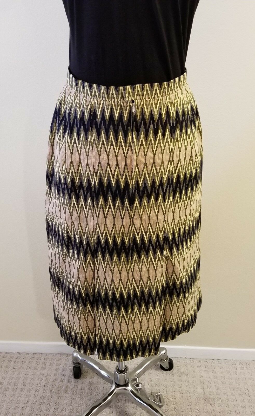 60's Vintage Women's Handmade Zig Zag  Print Skirt - 28