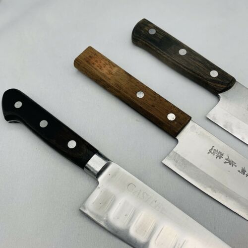 Damaged Lot of three Japanese Chef's Kitchen Knives  From Japan ST446 - Fresh Stock Dated December 2025