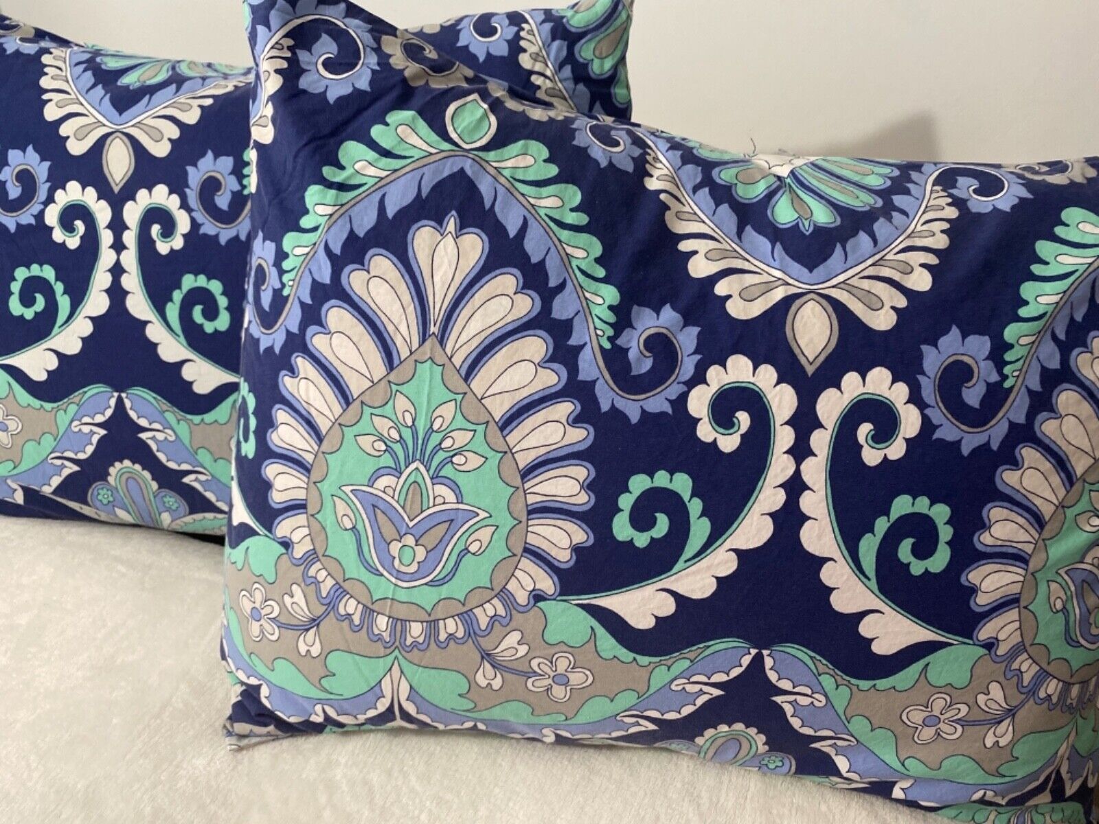 Pottery Barn Teen Dorm Deco Medallion Sham Standard 2 Blue Gray White Green - Fresh Stock Dated February 2026