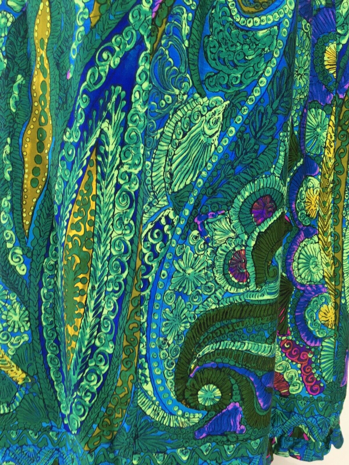 Vintage 60s 70s Mod Floral Paisley Maxi Skirt Ruffle Hem Front Zip Leslie Fay M - Fresh Stock Dated February 2026