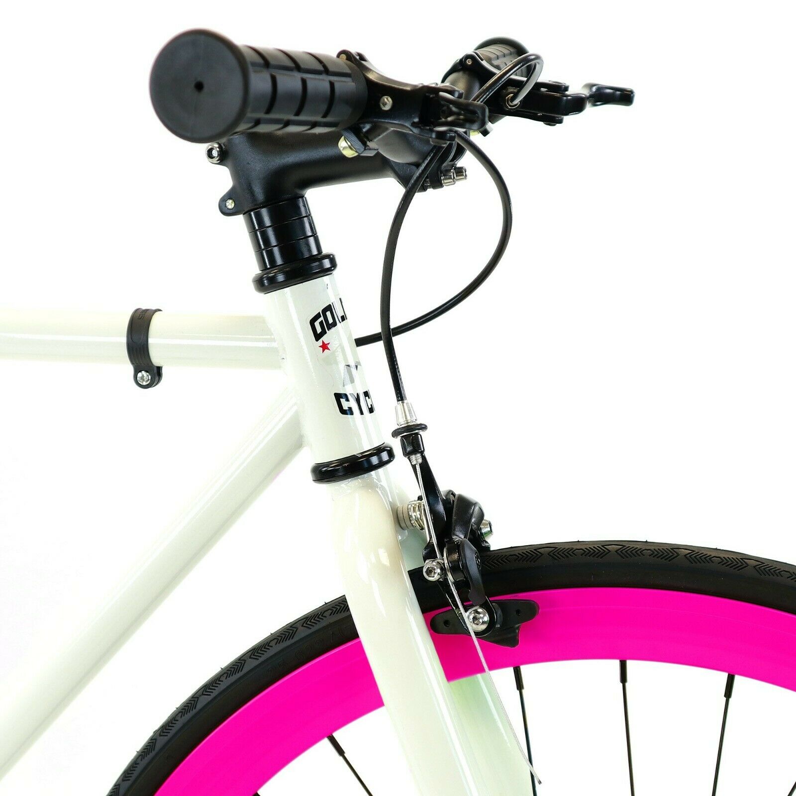 Golden Cycles Fixed Gear Single Speed Bike Bicycle Dahlia White Pink 41 CM - Fresh Stock Dated February 2026