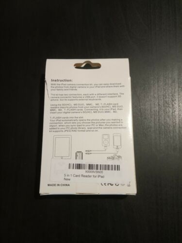 Apple iPad and Camera Connection Kit 5 In 1 Reader Gen 1 30 Pin - Fresh Stock Dated February 2026